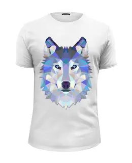 Заказать мужскую футболку в Москве. Футболка базовая Полигональный волк от ingenervolos@gmail.com - готовые дизайны и нанесение принтов.