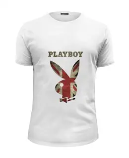 Заказать мужскую футболку в Москве. Футболка базовая Playboy Британский флаг от PlayboyRussia.com - готовые дизайны и нанесение принтов.