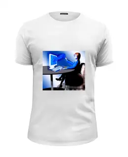 Заказать мужскую футболку в Москве. Футболка базовая Будущие технологии тектильного компьютера от Mulan  - готовые дизайны и нанесение принтов.