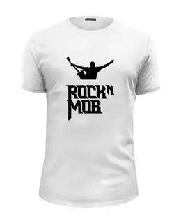 Заказать мужскую футболку в Москве. Футболка базовая Rocknmob (черные принты) от accs@rocknmob.com - готовые дизайны и нанесение принтов.
