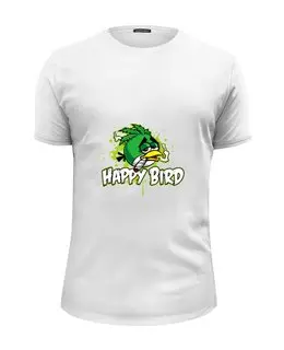 Заказать мужскую футболку в Москве. Футболка базовая Happy Bird от ПРИНТЫ ПЕЧАТЬ  - готовые дизайны и нанесение принтов.
