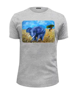 Заказать мужскую футболку в Москве. Футболка базовая Синий слон от rikart - готовые дизайны и нанесение принтов.
