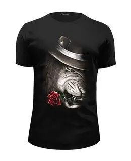 Заказать мужскую футболку в Москве. Футболка базовая Лев и роза от printik - готовые дизайны и нанесение принтов.
