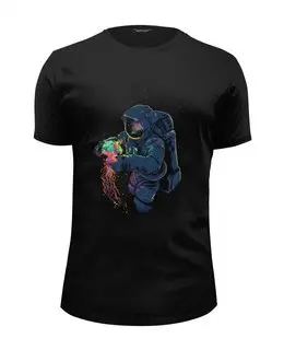 Заказать мужскую футболку в Москве. Футболка базовая Космическая медуза от ISliM - готовые дизайны и нанесение принтов.