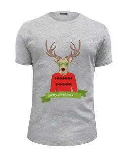 Заказать мужскую футболку в Москве. Футболка базовая Christmas Deer от vphone - готовые дизайны и нанесение принтов.