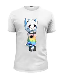 Заказать мужскую футболку в Москве. Футболка базовая Грустная кошка от Yuko Maussi - готовые дизайны и нанесение принтов.