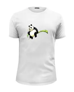 Заказать мужскую футболку в Москве. Футболка базовая Панда на ветке от ПРИНТЫ ПЕЧАТЬ  - готовые дизайны и нанесение принтов.