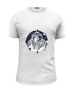Заказать мужскую футболку в Москве. Футболка базовая День космонавтики. Луна от Отрисовка Векторная - готовые дизайны и нанесение принтов.