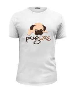 Заказать мужскую футболку в Москве. Футболка базовая Мопс (Pug) от trugift - готовые дизайны и нанесение принтов.