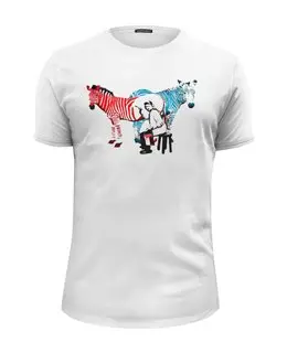 Заказать мужскую футболку в Москве. Футболка базовая Two zebras от Leichenwagen - готовые дизайны и нанесение принтов.