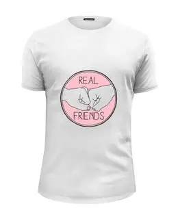 Заказать мужскую футболку в Москве. Футболка базовая REAL FRIENDS от Виктор Гришин - готовые дизайны и нанесение принтов.