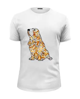 Заказать мужскую футболку в Москве. Футболка базовая смешная собака бассет от Игма - готовые дизайны и нанесение принтов.