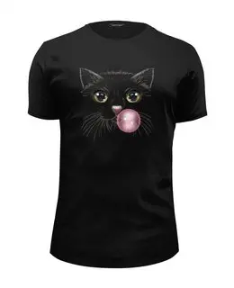 Заказать мужскую футболку в Москве. Футболка базовая Чёрная кошка от printik - готовые дизайны и нанесение принтов.