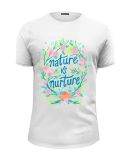 Заказать мужскую футболку в Москве. Футболка базовая Nature vs Nurture от junchiizh@gmail.com - готовые дизайны и нанесение принтов.