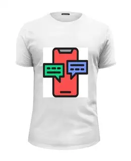 Заказать мужскую футболку в Москве. Футболка базовая Смартфон с чатом от karpicloudnew@gmail.com - готовые дизайны и нанесение принтов.