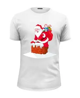 Заказать мужскую футболку в Москве. Футболка базовая Дед Мороз с подарками от Виктор Гришин - готовые дизайны и нанесение принтов.