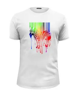 Заказать мужскую футболку в Москве. Футболка базовая Цветная зебра! от nimal1309 - готовые дизайны и нанесение принтов.