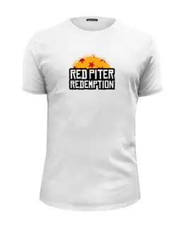 Заказать мужскую футболку в Москве. Футболка базовая Red Piter Redemption от kamal-creations - готовые дизайны и нанесение принтов.