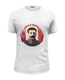 Заказать мужскую футболку в Москве. Футболка базовая Сталин  от Картинки на грудь - готовые дизайны и нанесение принтов.