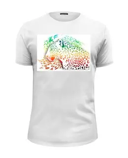 Заказать мужскую футболку в Москве. Футболка базовая Радужный леопард от Zorgo-Art  - готовые дизайны и нанесение принтов.