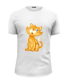 Заказать мужскую футболку в Москве. Футболка базовая Рыжий кот от Yaroslava - готовые дизайны и нанесение принтов.