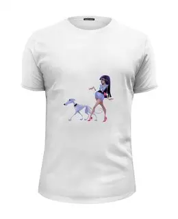 Заказать мужскую футболку в Москве. Футболка базовая Леди с собакой от Yaroslava - готовые дизайны и нанесение принтов.