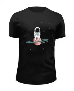 Заказать мужскую футболку в Москве. Футболка базовая Космонавт на Сатурне от MariYang  - готовые дизайны и нанесение принтов.