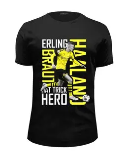 Заказать мужскую футболку в Москве. Футболка базовая Эрлинг Холанд  от geekbox - готовые дизайны и нанесение принтов.