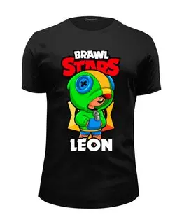Заказать мужскую футболку в Москве. Футболка базовая BRAWL STARS LEON от geekbox - готовые дизайны и нанесение принтов.