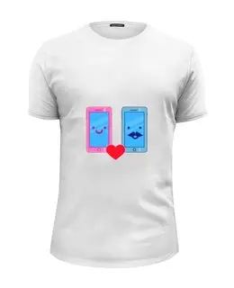 Заказать мужскую футболку в Москве. Футболка базовая телефоны влюблены от Марина Кольцова - готовые дизайны и нанесение принтов.