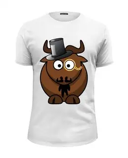Заказать мужскую футболку в Москве. Футболка базовая интилегентный  бык от EDJEY  - готовые дизайны и нанесение принтов.