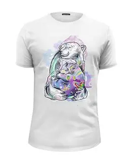 Заказать мужскую футболку в Москве. Футболка базовая Белый медведь от krolya_spb@mail.ru - готовые дизайны и нанесение принтов.