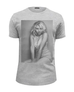 Заказать мужскую футболку в Москве. Футболка базовая Scarlett Johansson от KinoArt - готовые дизайны и нанесение принтов.