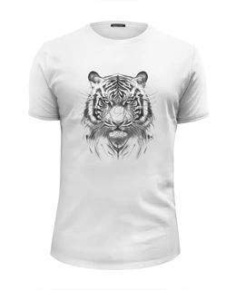 Заказать мужскую футболку в Москве. Футболка базовая Голова тигра от Media M  - готовые дизайны и нанесение принтов.