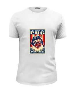 Заказать мужскую футболку в Москве. Футболка базовая Собака: PUG от Виктор Гришин - готовые дизайны и нанесение принтов.