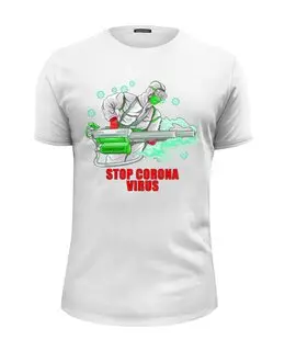 Заказать мужскую футболку в Москве. Футболка базовая STOP CORONAVIRUS от balden - готовые дизайны и нанесение принтов.