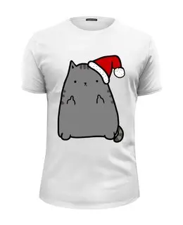 Заказать мужскую футболку в Москве. Футболка базовая New Year Cat от skynatural - готовые дизайны и нанесение принтов.