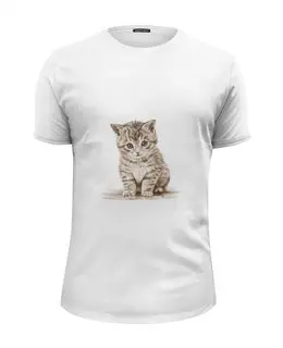 Заказать мужскую футболку в Москве. Футболка базовая Милый котёнок от Leichenwagen - готовые дизайны и нанесение принтов.