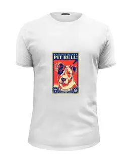 Заказать мужскую футболку в Москве. Футболка базовая Собака: PIT BULL от Виктор Гришин - готовые дизайны и нанесение принтов.