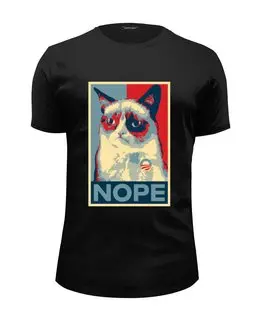 Заказать мужскую футболку в Москве. Футболка базовая Grumpy Cat  от mrmaximus - готовые дизайны и нанесение принтов.
