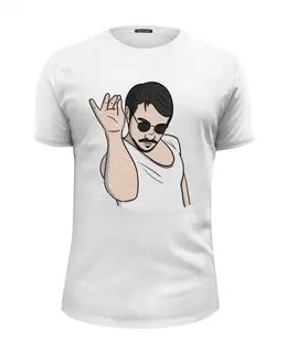 Заказать мужскую футболку в Москве. Футболка базовая Salt bae от Memepedia - готовые дизайны и нанесение принтов.