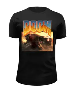 Заказать мужскую футболку в Москве. Футболка базовая Doom game от Leichenwagen - готовые дизайны и нанесение принтов.