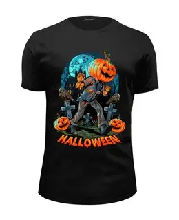 Заказать мужскую футболку в Москве. Футболка базовая Halloween - Зомби от printeriumstore@gmail.com - готовые дизайны и нанесение принтов.