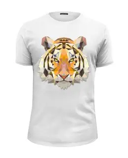 Заказать мужскую футболку в Москве. Футболка базовая Полигональный тигр от ingenervolos@gmail.com - готовые дизайны и нанесение принтов.