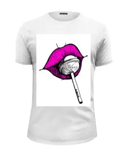Заказать мужскую футболку в Москве. Футболка базовая pink lips от anelecom - готовые дизайны и нанесение принтов.