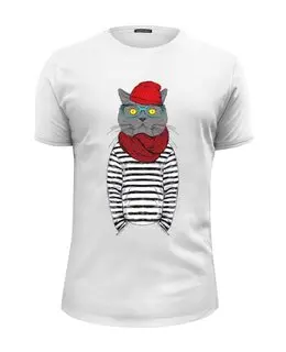 Заказать мужскую футболку в Москве. Футболка базовая Cat Hipster от sashadasha - готовые дизайны и нанесение принтов.