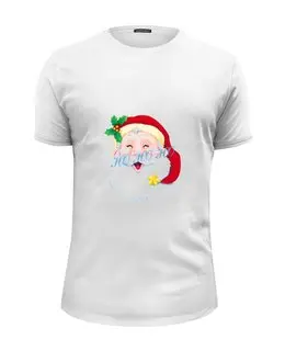 Заказать мужскую футболку в Москве. Футболка базовая Веселый Санта от Руслан - готовые дизайны и нанесение принтов.
