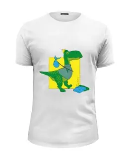 Заказать мужскую футболку в Москве. Футболка базовая Динозавр Бобби от goroshek - готовые дизайны и нанесение принтов.
