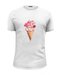 Заказать мужскую футболку в Москве. Футболка базовая Мороженое в рожке от tigerda  - готовые дизайны и нанесение принтов.