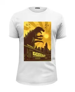 Заказать мужскую футболку в Москве. Футболка базовая Godzilla yellow от KinoArt - готовые дизайны и нанесение принтов.